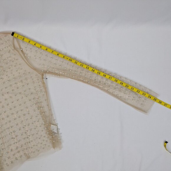 Haute Monde Sheer Top w/Rhinestone Faux Pearl - NWOT - Picture 3 of 10